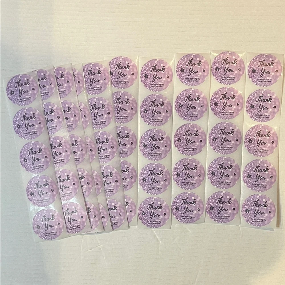 (50) 2” Purple Thank You Stickers Hand Crafted